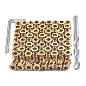 80 Pcs Wood Plugs for Screw Holes - 1/4 "- 20 Metal Threaded Studs Assortment Hex Socket Drive Nut Inserts, Bolt Fastener Connector for Wood Threading Kit (1/4"-20x15mm) heavy duty bolt