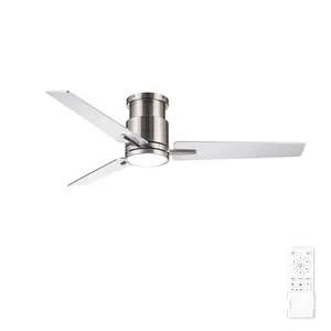 Sathic 52 in. Silver and Light Woodgrain Indoor Integrated LED Brushed Nickel Ceiling Fan with Light Kit and Remote