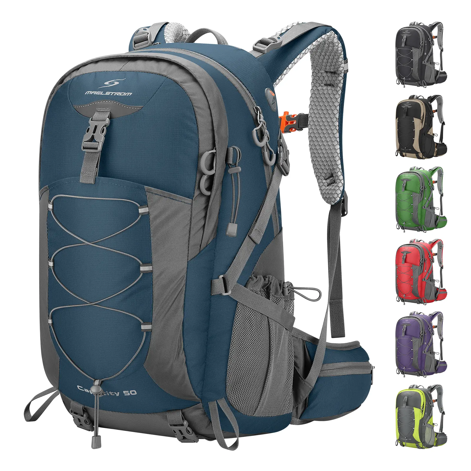 Maelstrom 40L Waterproof Unisex Hiking Backpack - Lightweight Adjustable Camping Day Pack, Hiking Trekking Rucksack with Rain Cover, Backpack for Travel
