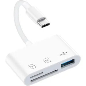 SD Card Reader for iPhone 17 16 15, 3 in 1 SD/Micro SD Memory Card for iPhone/Mac, Digital Camera Adapter to iPhone with USB A Port for Laptop and More Android USB-C Devices,No App Required