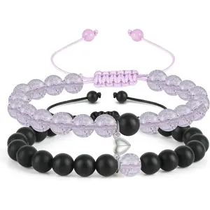 Couple Matching Bracelets for bf and gf,   Promise Bracelet,Stretch Bead Bracelets  for Him and Her
