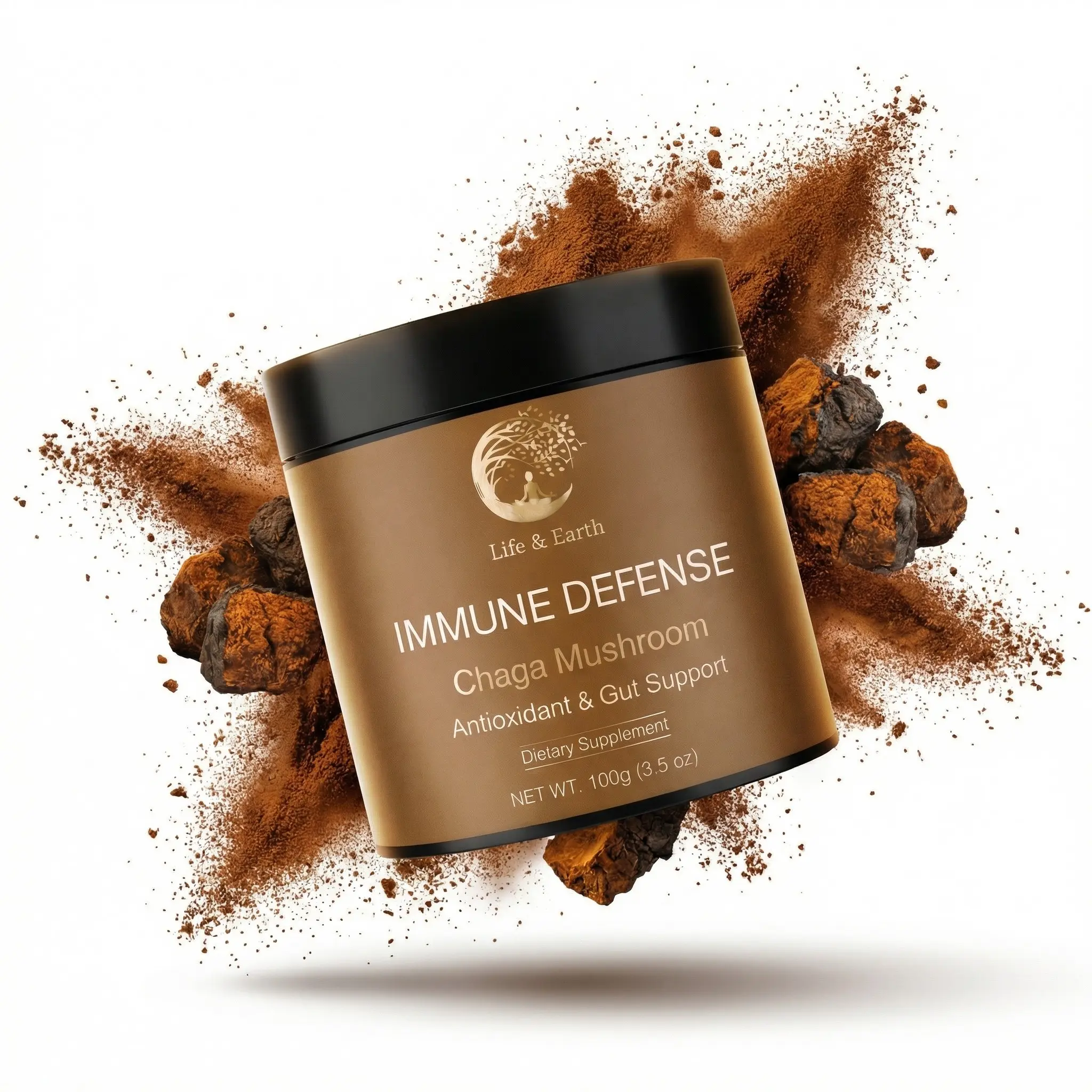 Chaga Mushroom Powder Wellness Supplement for Nutritional Support Healthcare Edible