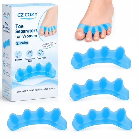 4 Pack Toe Separators for Bunion, Toe Spreader, Bunion Corrector for Women Men, Gel Toe Spacers, Hammer Toe Straightener, Toe Stretcher for Foot Pain Relief