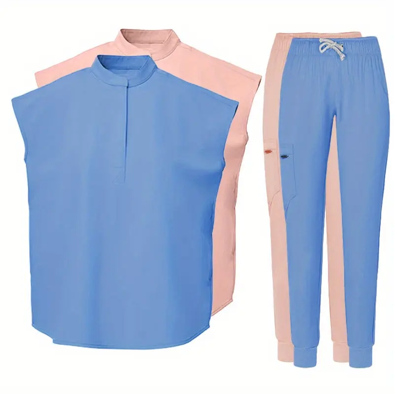 Female Doctors and Nurses Work Clothes Jacket Modern Stand Up Collar Design Wide Sleeves Simple Solid Color Suitable for Nursing Home Beauty Salon Postpartum Center Staff Work Clothes