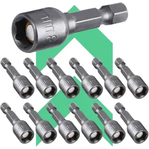 12pcs 5/16 Nut Driver Set, 8mm Hex Strong Magnetic Power 5/16 Drill Bit Nut Driver Set Socket Adapter 1/4 inch 42mm electrician tools