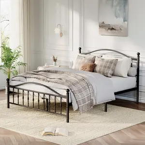 Vintage Circular Metal Bed Frame, Heavy-Duty Iron Platform, Noise-Free, Easy Assembly, No Box Spring Needed, Ideal for Bedroom Furniture