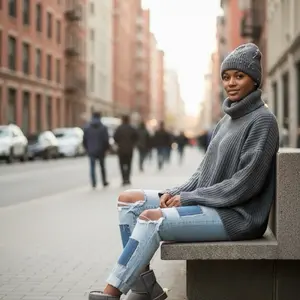 Safety Beanie with Unique Safety Pins and Sparkling Accents for Enhanced Visibility and Style