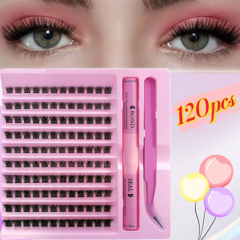 D Curl Lash Extension Kit with Lash Bond and Seal Glue Individual Cluster Lash, Spikes Lash Clusters, Fluffy Eyelash Clusters, Diy Volume Eyelashes, Eyelash Extensions Set, Eyelash Cluster Kits