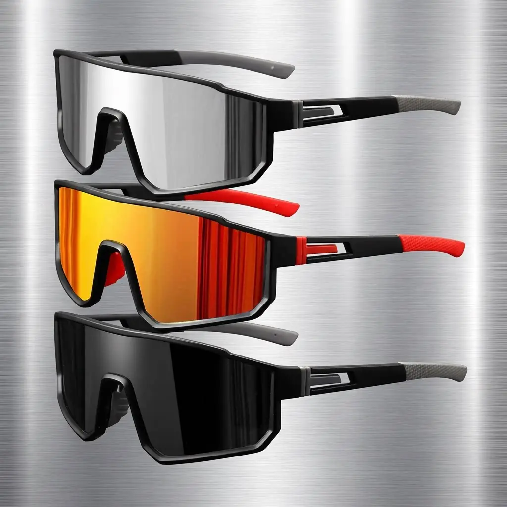 Men-Women Oversize Wrap Shield Sports Sunglasses (3-Pack/3pcs), Polarized UV400 Shatterproof Mirrored 3-Lens Pack, TR90 Rubber Frame (28G), Anti-Wind & Sand, Adjustable Temples, Anti-Blue Light, Resin Lenses, Lightweight Eye Protection for Running Hiking