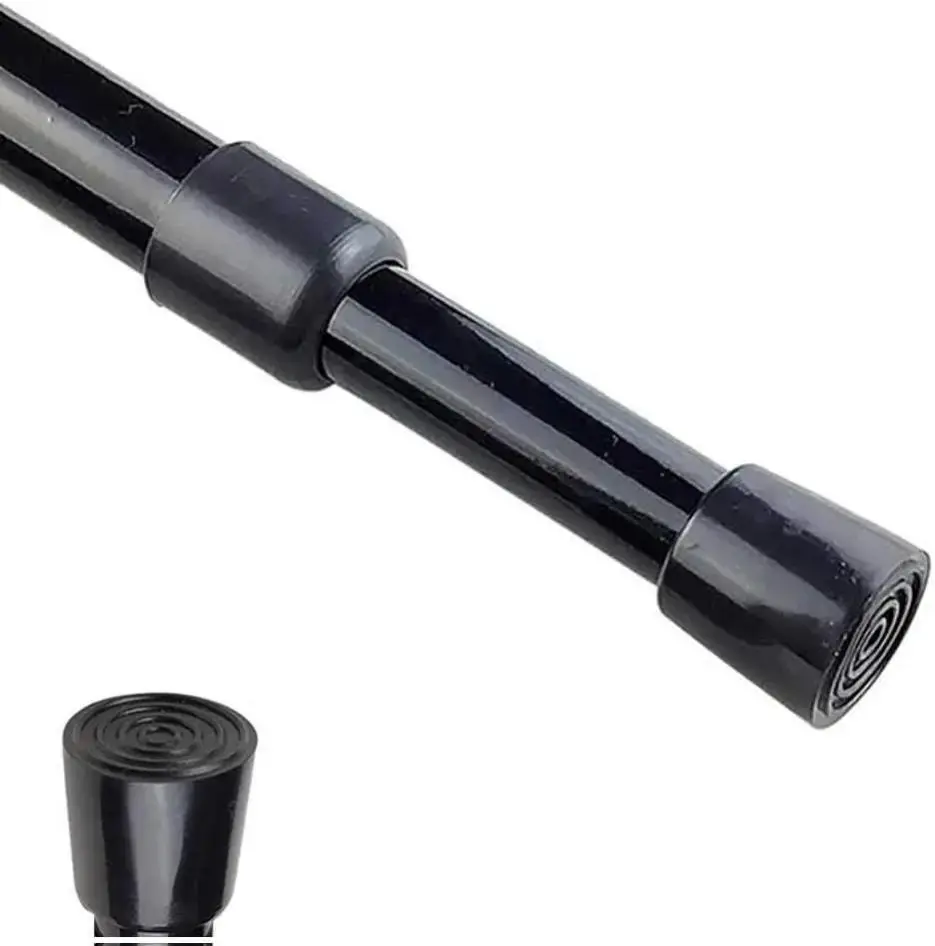 Spring Tension Curtain Rods 28-43 Inch Adjustable Spring Loaded Small Mini Extendable Heavy Duty Black Curtain Tension Rod For Kitchen, Bathroom, Window, Bookshelf,Closet