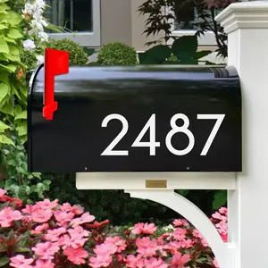 3 Inch Reflective Mailbox Numbers (5 Sets), White Self Adhesive Die Cut Pre-Spaced Premium Decal for Address Signs, Door, Home, Outdoor Use