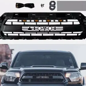 ABS Front Grille For Tacoma 2012 2013 2014 2015 Matte Black Grill W/LED  + letters
