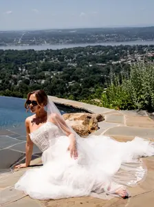 Seahorse Wedding Veil Bridal Accessory with Embroidered Seahorses Seaweed Seashells and Sand Dollars Waltz Length Tulle Veil