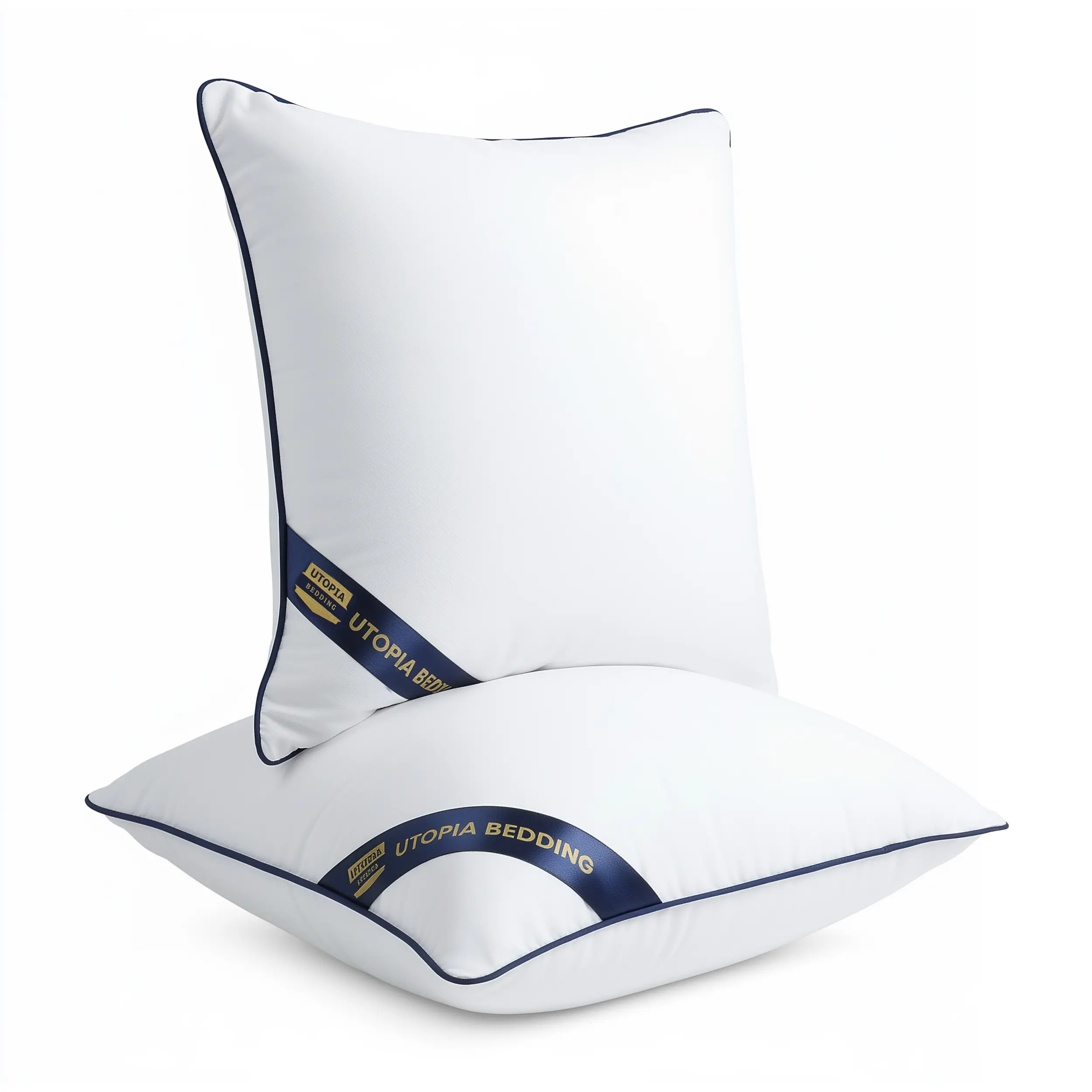 Utopia Bedding Breathable Piping Throw Pillow Inserts (Pack of 2, Navy) - Soothing, Supportive Bed Accessories for Sofa, Couch Cushion Sham Stuffers