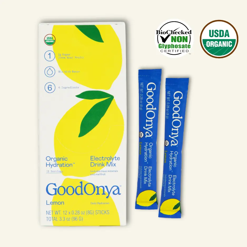 GoodOnya Organic Hydration | 12 Individual Packets | Certified Organic Electrolyte Mix | Daily Hydration Powder | Can Support Brighter Moods, Better Sleep, Energy, Boosted Immune System