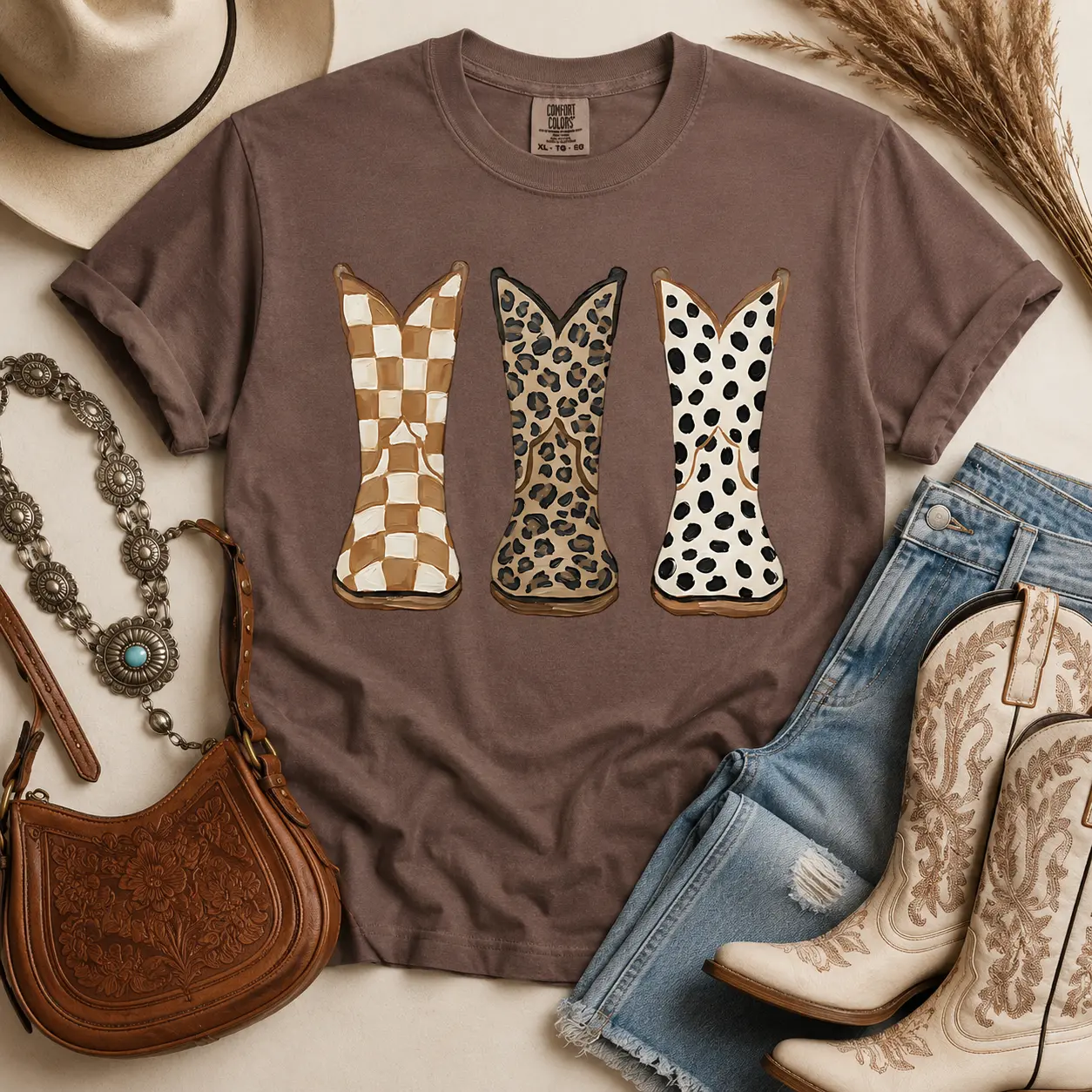 Boot Scootin' Trio Tee (FAUX PAINTED)