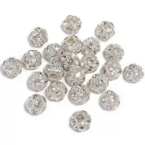 Big rhinestone alloy various sizes DIY craft beads big hole for DIY Bracelets Keychains Holiday Gifts Seasonal Projects Handicraft Kit with Beaded Tassel Charms