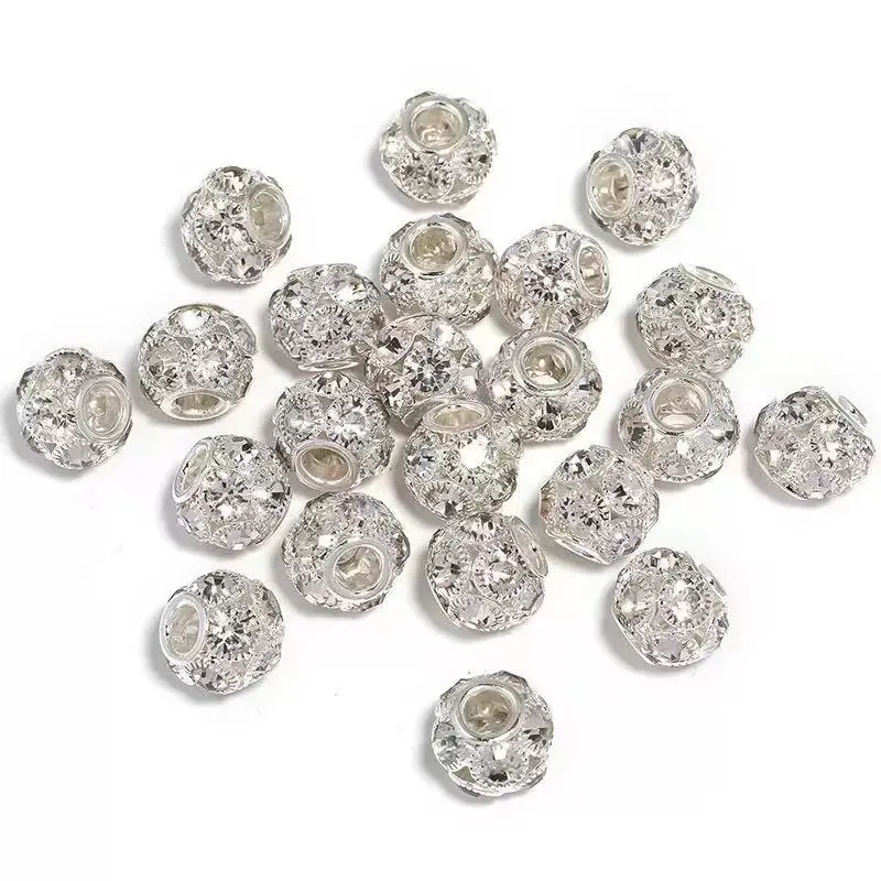 Big rhinestone alloy various sizes DIY craft beads big hole for DIY Bracelets Keychains Holiday Gifts Seasonal Projects Handicraft Kit with Beaded Tassel Charms