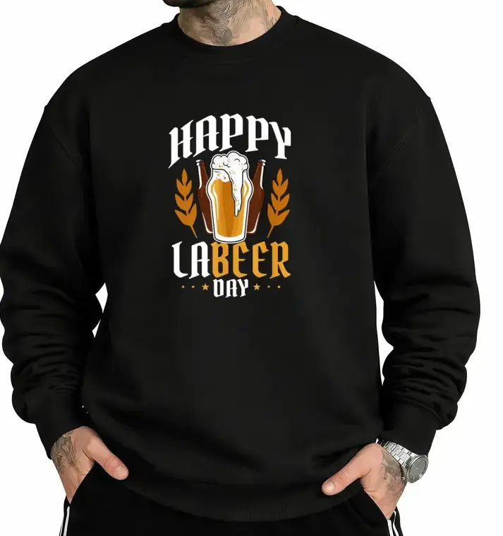 Men's Long Sleeve Sweatshirt – Funny Beer Pun for Labor Day, Casual Crew Neck Top Perfect for Holiday Parties All Year Round #SohoChic