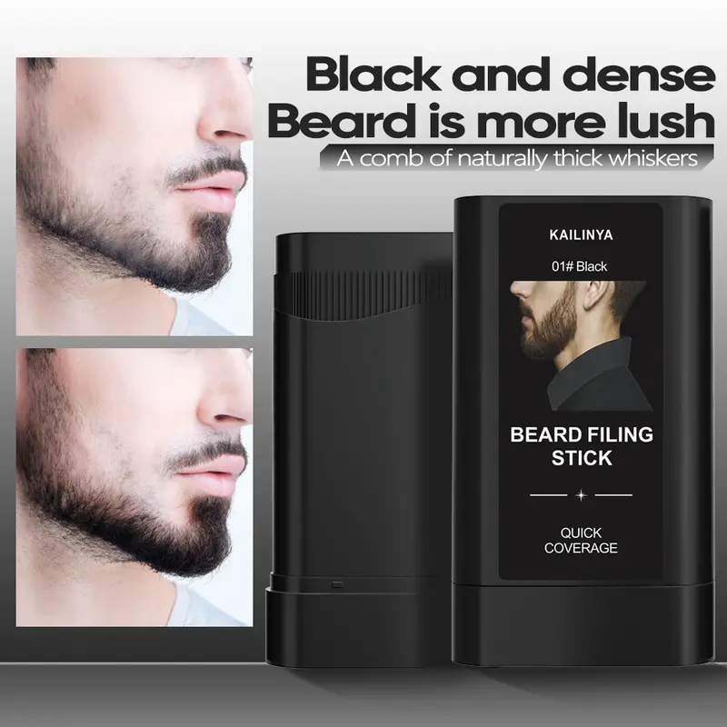 Men's Beard Dye Stick with Concealer - Adults' Single Stick, Men's Skincare, Hydrating, Compact, Color Correction, Contains Alcohol, Glyceryl Stearate, Emollients, Fast Touch-Up, Mess-Free, Easy to Apply, 8cm Length, 20g Weight