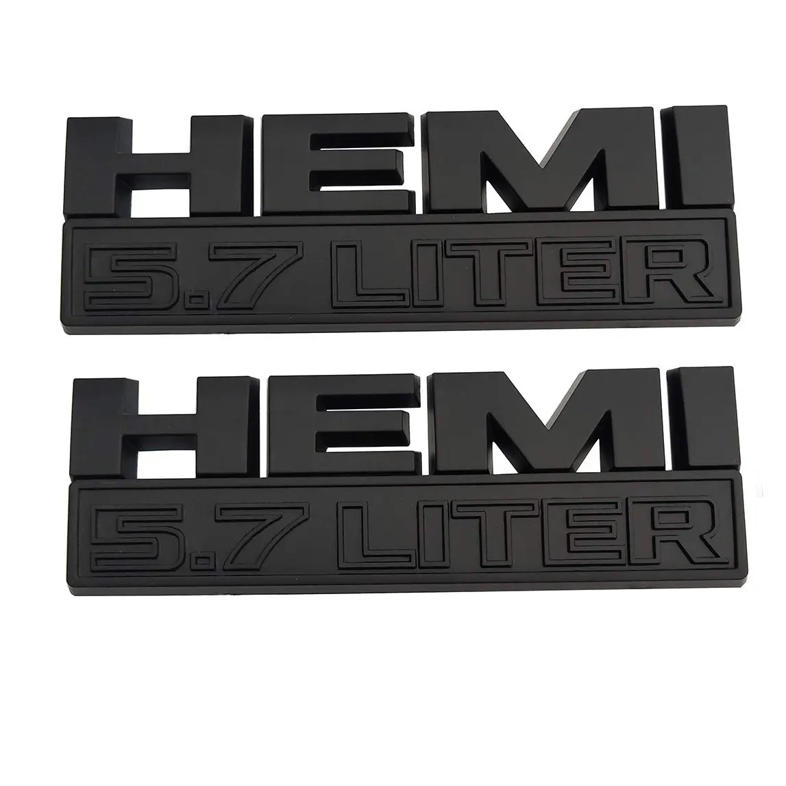 2-Pack 5.7L HEMI Custom 3D Raised Lettering Emblem Side Decals, UV-Resistant ABS Plastic Black Red Chrome, Replacement for RAM 1500 (2013-2024), Car Exterior Decal for Cars, Automotive Accessories, Cars Accessories