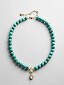 Janette Beaded Ring Necklace - Turquoise