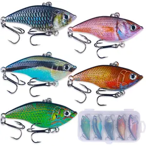 Lipless Crankbait, Rattle Trap Fishing Lures for Freshwater Saltwater, Lipless Crankbaits for Bass Fishing Lure Set for Bass Trout Walleye Redfish Pike, 5pcs with Box