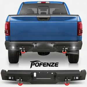 POFENZE-Mestan Rear Bumper Kit for 2015-2025 Ford F150 (Excluding Raptor & Ecoboost) - Automotive Body Replacement Accessory with Fog Lights, License Plate Lights, D-Rings