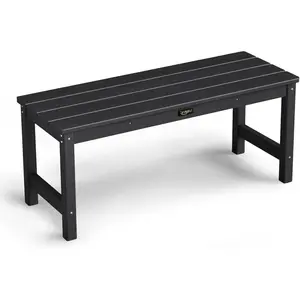 VINGLI 40in Outdoor HDPE Bench, Weatherproof Porch Bench with Wood Grain Texture & Stainless Steel Hardware, Heavy Duty Support 660lbs, 1-2 Person Backless Seat for Garden Patio Entryway