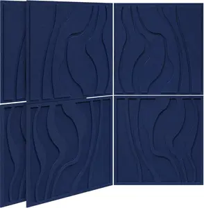 BUBOS Large Acoustic Panels, 6-Pack Soundproof Wall Panels Thickened 23.6 x 23.6 Inches, Self-Adhesive Sound Absorbing Panels Decorative for Recording Studio Office Home Theater, Navy Blue