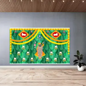 Divine Shri Nath Ji Fabric Backdrop | 5x8 Feet Cloth | Elegant Diwali, Wedding, Festival Decor | Vibrant Traditional Art