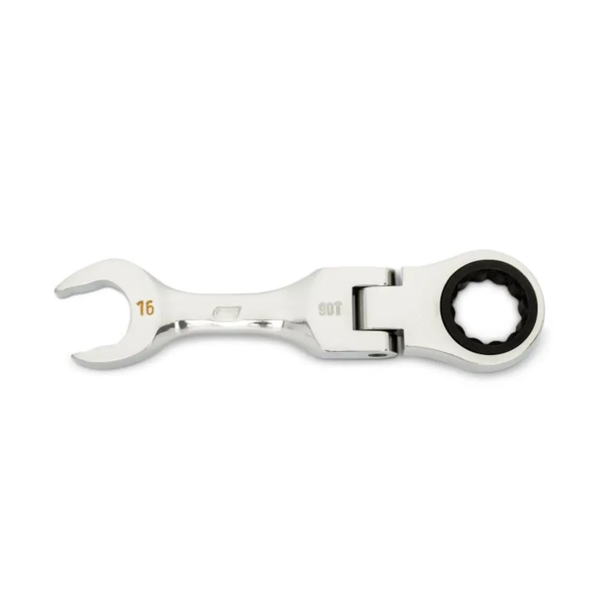 Gearwrench KD86866 16 mm 90-Tooth 12-Point Stubby Flex Combination Ratcheting Wrench - Alloy Steel, Bright Full Polish Chrome Finish, Corrosion Resistant, Color-Coded Markings, Off-Corner Loading, 0.33 lbs, 4-Degree Ratcheting Arc, 4.8 in