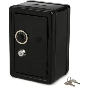 Black Mini Locker, Piggy Bank, Mini Secure Storage Locker with Key & Combination Lock – Compact Piggy Bank, Kids’ Locker, Home Safe, Personal Security Box, and Jewelry Keeper