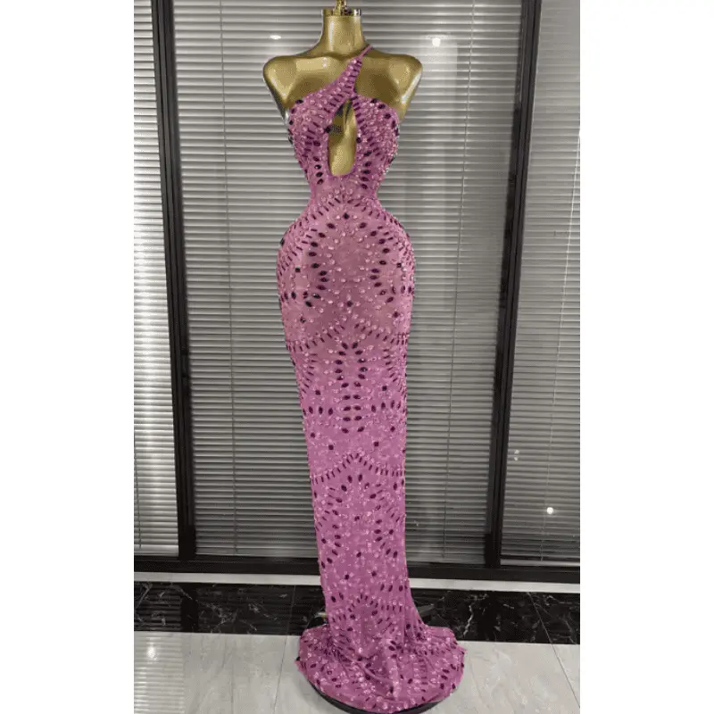 knee length dresses for ladies Veronica Pink Mesh Ruched Maxi Dress main image 0