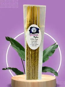 White Sage, Lavender & Lotus Handmade Artisanal Incense Sticks - Set of 12, Non-Chemical - Bamboo Charcoal Light Nature