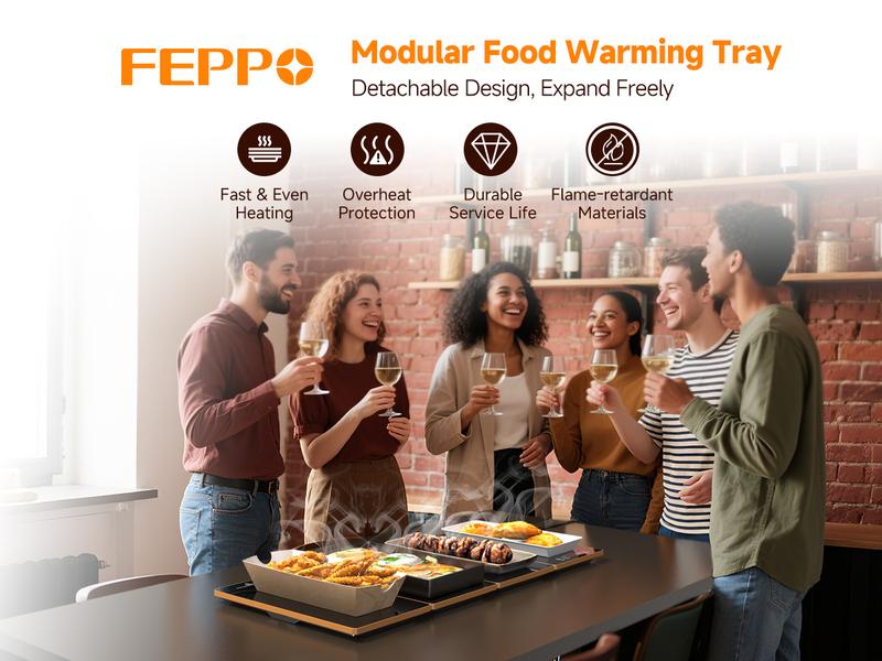 FEPPO Electric Warming Tray, 4-in-1 Food Warmers for Parties Buffet with 10 Temp Settings and Timer, 33"x15" Glass Surface Warming Mat for Food, Modular Buffet Hot Plates for Catering and Gatherings FEPPO Electric Warming Tray, 4-in-1 Food Warmers for Parties Buffet with 10 Temp Settings and Timer, 33"x15" Glass Surface Warming Mat for Food, Modular Buffet Hot Plates for Catering and Gatherings