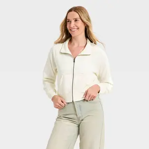 Women's Full Zip Fleece Sweatshirt - Universal Thread Cream M