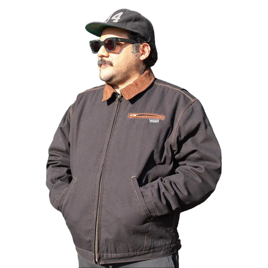 Gunthers Co Men's Insulated Work Jacket - Classic Solid Black Long-Sleeve Workwear Coat, Durable, Comfortable for Work Use
