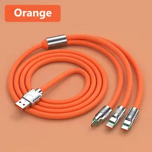 3 In 1 USB Charger 120W Fast Charging Cable Multifunctional Charging Cable Type C USB Multi Charger Cable for iPhone Huawei Samsung