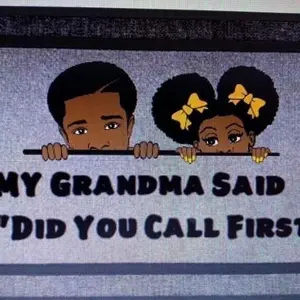 Customized Doormat "My Grandma Said Did You Call First" with Adorable Characters and Bold Text for Home Decor