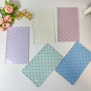 Wind Transparent Colorful Polka Dot A6 Ring Binder Acrylic Board, 6 Hole Macaron Dotted Notebook Single Sheet Cover