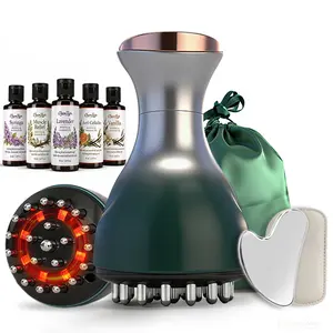 Professional Handheld Massager Kit with 5 x 50ml Massage Oils (Lavender, Vanilla, Sore Muscle, Syringa & Helps Smooth The Appearance of Cellulite) and Gua Sha Tool for Muscle & Vibration for Full-Body Care on Neck, Back, Arms, Waist, Belly & Legs