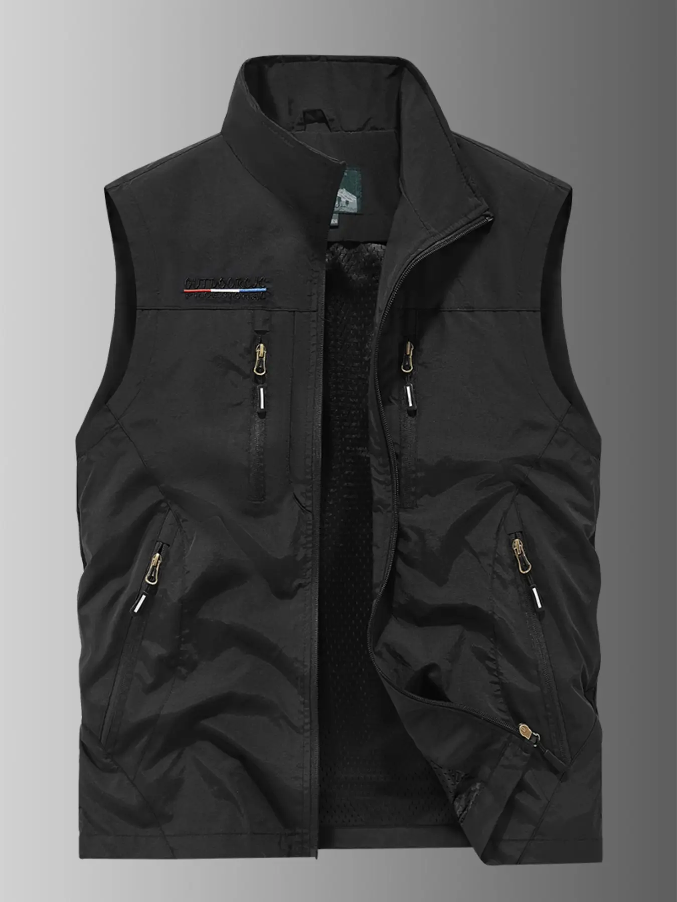 Multiple colors available！！！Men's Multi-Pocket Casual Fishing Sleeveless Gilet Vest – Zipper & Flap Pockets, Lightweight Breathable Fabric, Solid Color Outdoor Vest for Fishing, Photography, and Outdoor Activities in Warm Weather