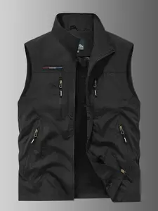 Multiple colors available！！！Men's Multi-Pocket Fishing Vest – Zipper & Flap Pockets, Lightweight Breathable Fabric, Solid Color Outdoor Vest for Fishing, Photography, and Outdoor Activities in Warm Weather