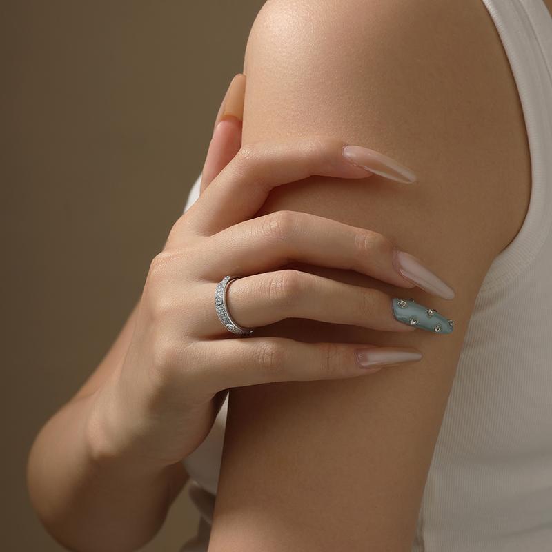 ATTAGEMS Classic Lab-Created Moissanite Ring for Women Men Unisex Real S925 Sterling Silver Engagement Wedding Band Rings for Gift Sparkling Fine Jewelry Set Party R309