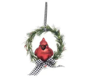 Gallerie II Checker Cardinal Glass Christmas Ornament