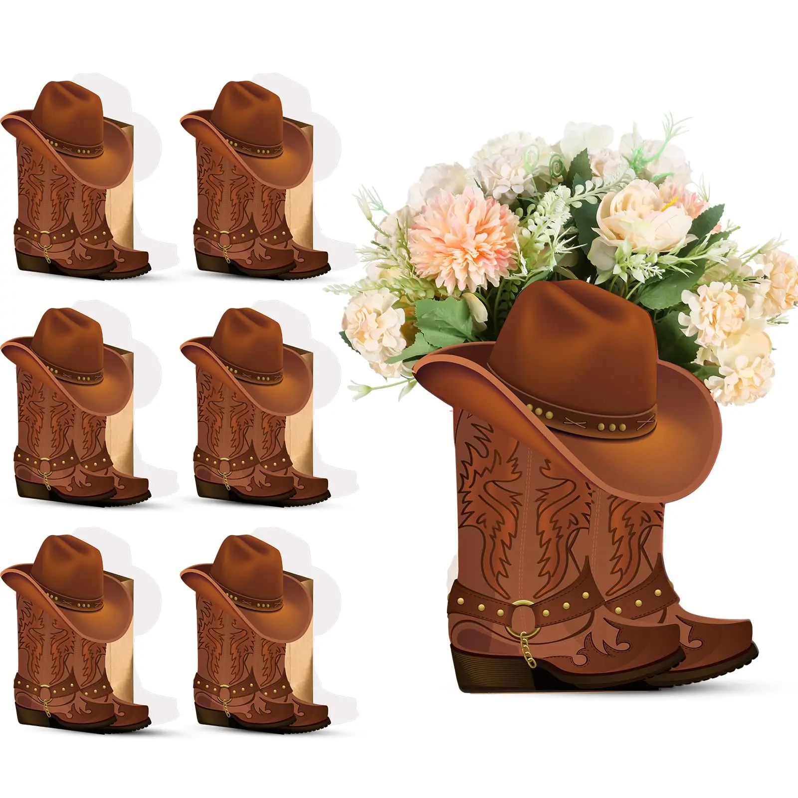 Western Cowboy Boots Hat Flower Boxs