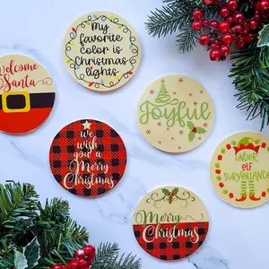 Christmas Custom Sublimation Wood Ornaments for Home Decor - Personalized Gift Idea round