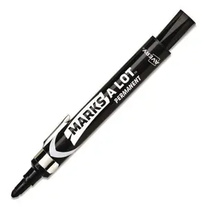 Avery AVE24878EA Marks A Lot Large Desk-Style Permanent Marker with Metal Pocket Clip, Broad Bullet Tip - Black