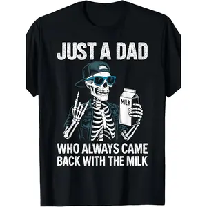 Funny T-Shirt "Only a Dad Who Always Came Back with the Milk" for Men - Retro Dad Joke Design with Style "Milk Run", Comfortable and Casual Fit for Father's Day Gifts and Casual Wear
